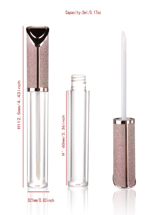 COSIDEA 15pcs Round Empty 5ml 0.17oz lip gloss tubes with wand and Gradient pink leather slope cap Lipgloss tube containers for lip oil packing - Image 2