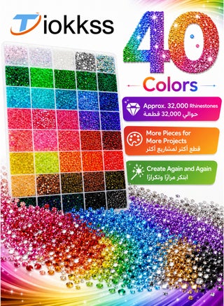 40 Colors Jelly Rhinestones Bedazzling Set, 32000Pcs 3mm Multicolor Resin Flatback Gems for Diamond Art, Bedazzler Kit with 3Pcs 10ml B7000 Jewelry Glue for Crafting Book Shoes Nail Art - view 4