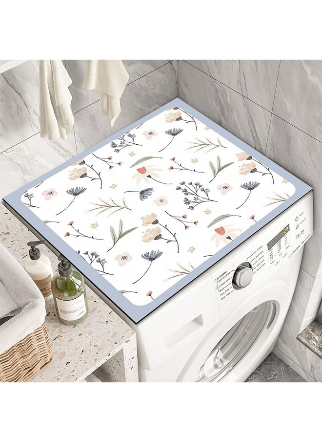 Generic Washer and Dryer Covers for the Top,Non-slip Washing Machine Cover, Washer Top Protector for Laundry Kitchen Home (Flowers-Blue)  - Image 1