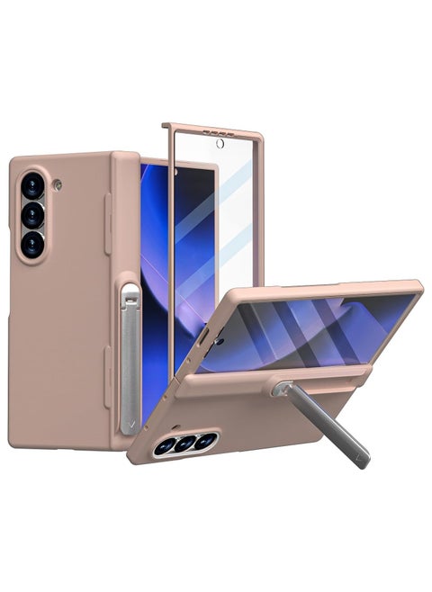 حافظة لجهاز Galaxy Z Fold 6 2024 مزودة بواقٍ مدمج للشاشة الأمامية وقاعدة وحماية للمفصل، غلاف كامل للجسم، حافظة صلبة مقاومة للخدوش والصدمات.