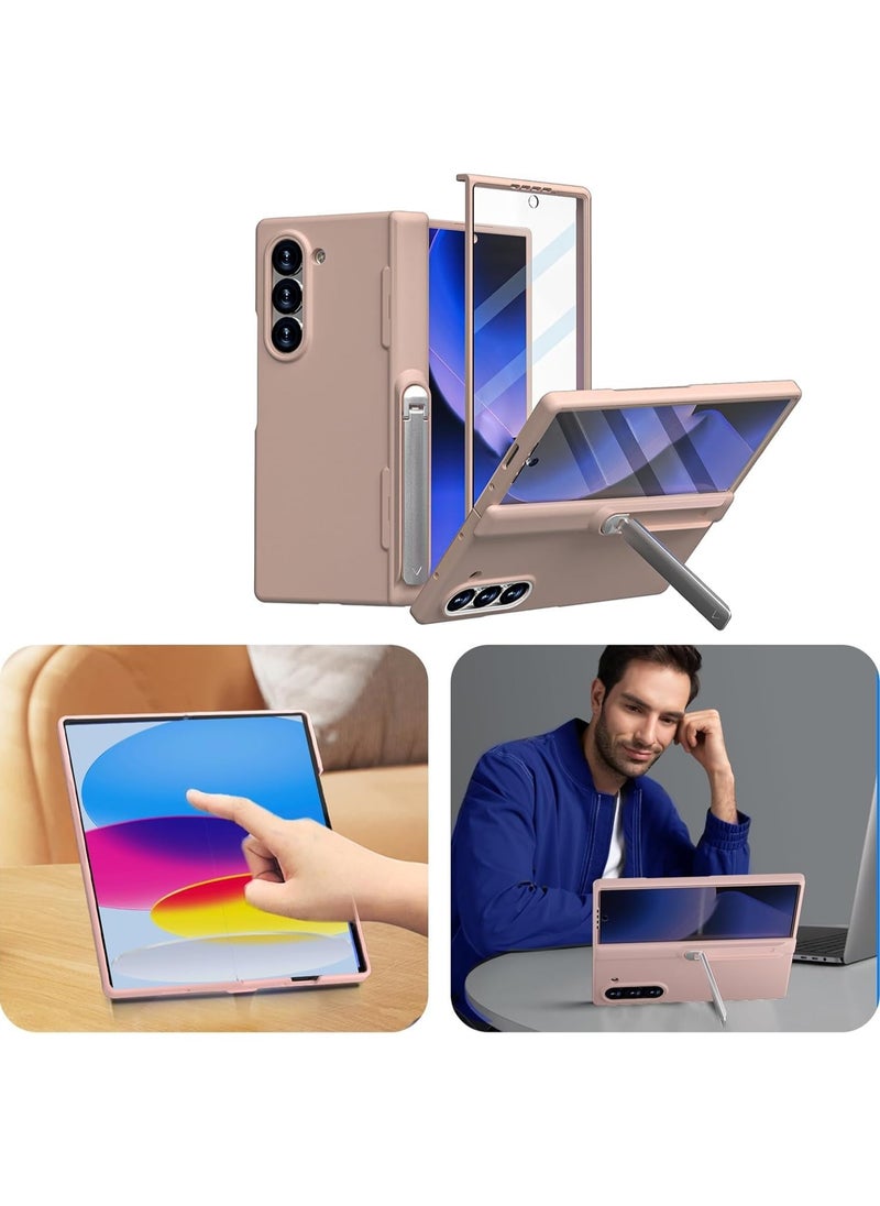 حافظة لجهاز Galaxy Z Fold 6 2024 مزودة بواقٍ مدمج للشاشة الأمامية وقاعدة وحماية للمفصل، غلاف كامل للجسم، حافظة صلبة مقاومة للخدوش والصدمات.