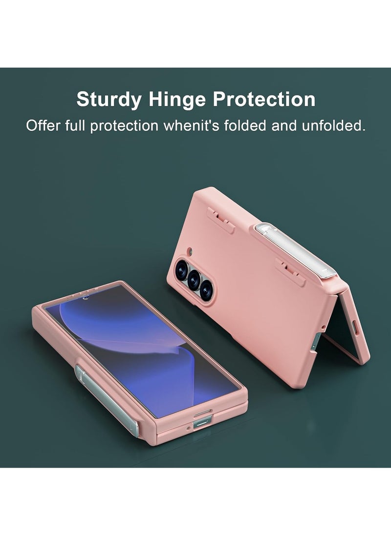 حافظة لجهاز Galaxy Z Fold 6 2024 مزودة بواقٍ مدمج للشاشة الأمامية وقاعدة وحماية للمفصل، غلاف كامل للجسم، حافظة صلبة مقاومة للخدوش والصدمات.