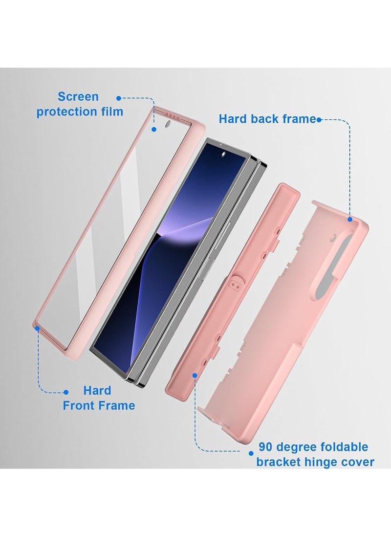 حافظة لجهاز Galaxy Z Fold 6 2024 مزودة بواقٍ مدمج للشاشة الأمامية وقاعدة وحماية للمفصل، غلاف كامل للجسم، حافظة صلبة مقاومة للخدوش والصدمات.