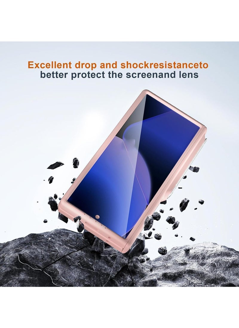 حافظة لجهاز Galaxy Z Fold 6 2024 مزودة بواقٍ مدمج للشاشة الأمامية وقاعدة وحماية للمفصل، غلاف كامل للجسم، حافظة صلبة مقاومة للخدوش والصدمات.