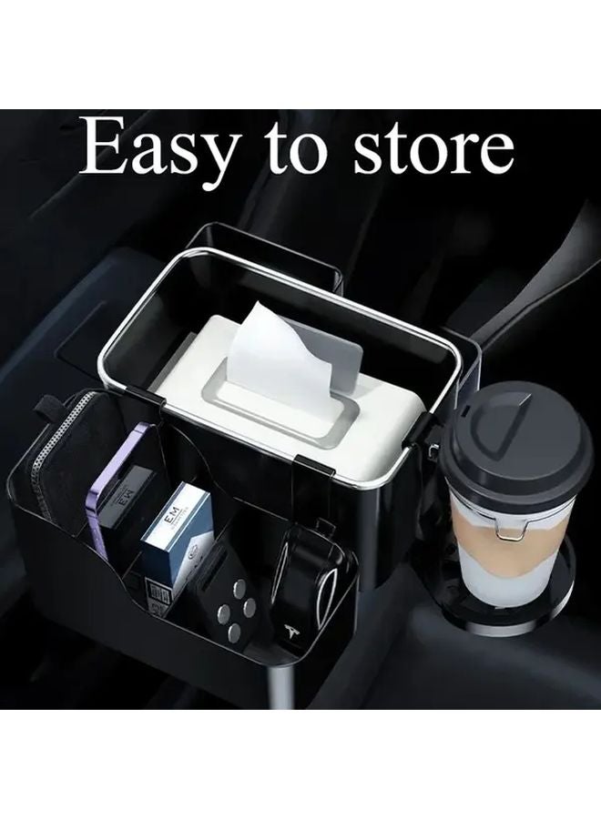 2Pcs Car Organizer Box And Trash Can Multi Functional Armrest Storage Bin - Image 5