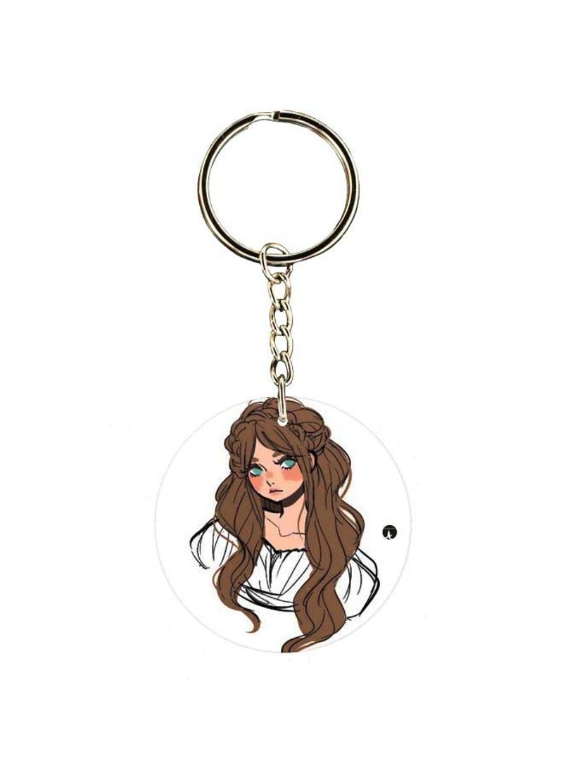 RKN Cartoon Girl Printed Keychain