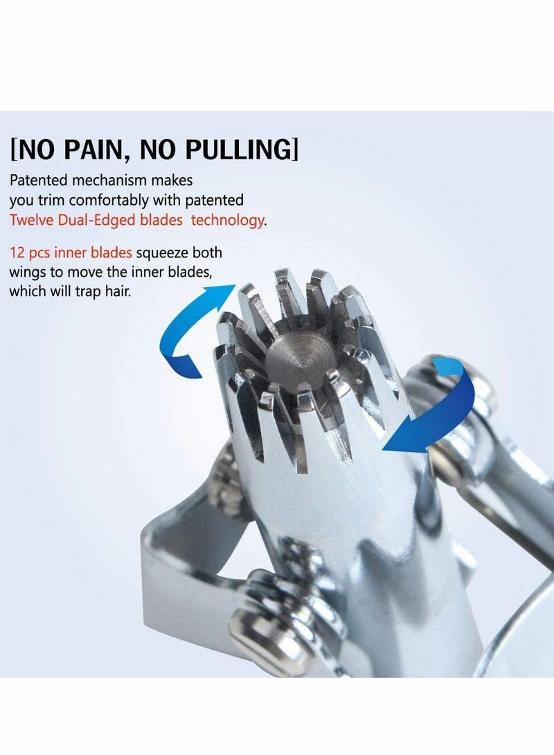 Excefore Nose Hair Trimmer, Manual Nose Hair Trimmer, Nose & Ear Hair Clipper, Unisex, No Battery, Painless, Stainless Steel, Waterproof (Sliver) - Image 2