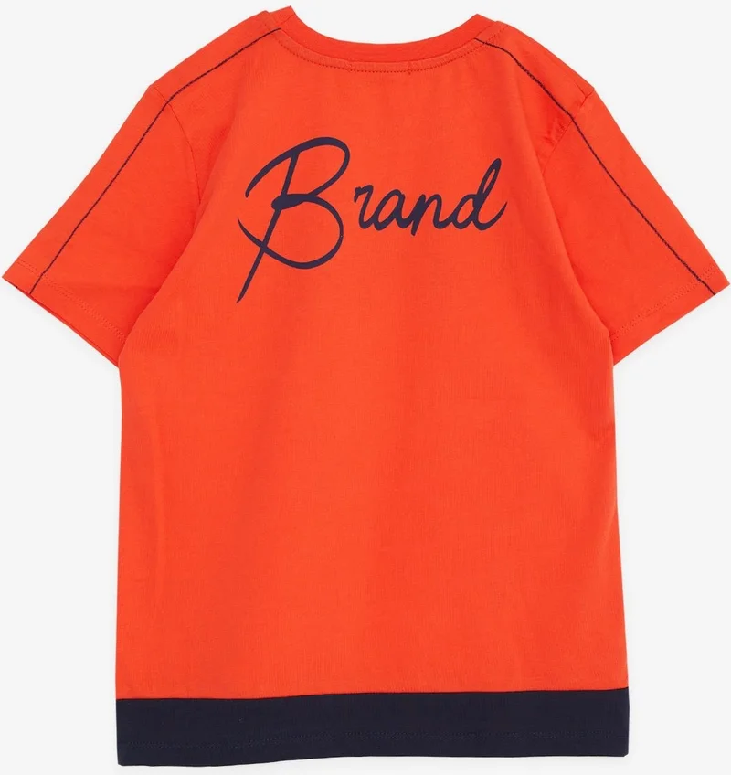 Breeze Breeze Boy's T-Shirt with Text Printed, Age 8-14, Orange