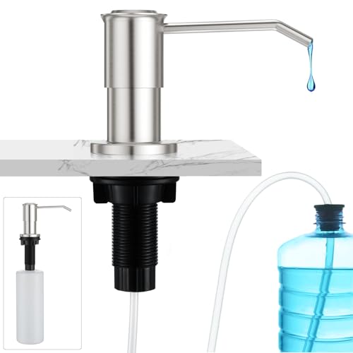 CREA Kitchen Sink Soap Dispenser Countertop for Kitchen Sink Stainless Stee Built in Sink Soap Dispenser Brushed Nickel for Bathroom with 39 Tube Large Capacity 17 OZ Bottle - Image 1