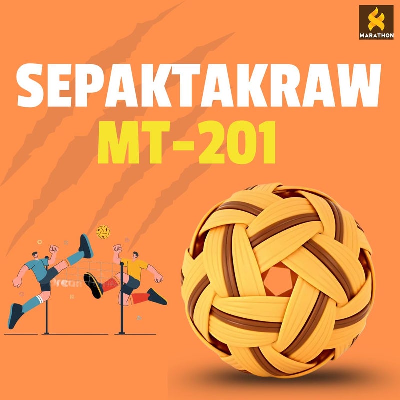 VAYINATO Marathon MT-201 Competition General Sepak Takraw Ball for Men | Lightweight Rattan-Style Plastic Ball | Durable & Safe for Indoor/Outdoor Play | Made in Thailand - Image 2