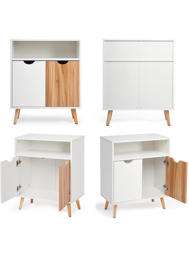 Meerveil Sideboard, Storage Cabinet with 2 Doors an Open Storage Rack Floor Modern Style for Bedroom Living Room, 60 x 30 x 73.3 cm, White… - Image 5