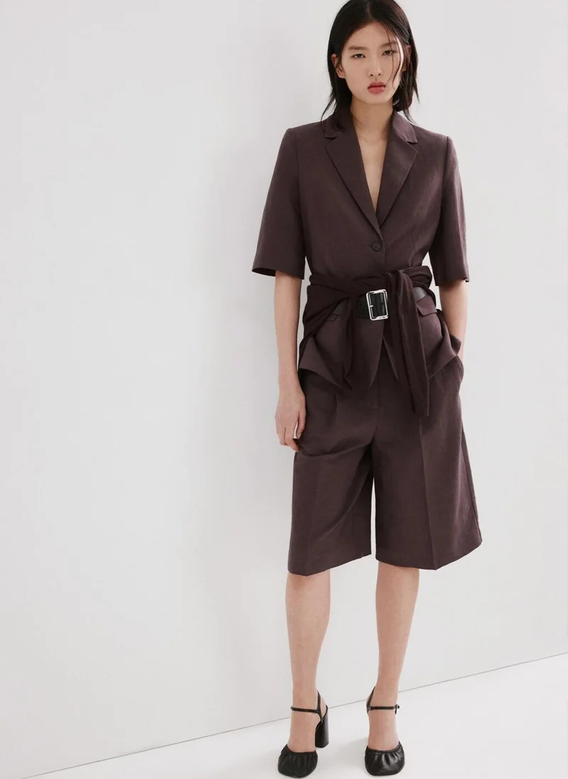 Mango  Straight linen Bermuda shorts for Women | Best Price UAE