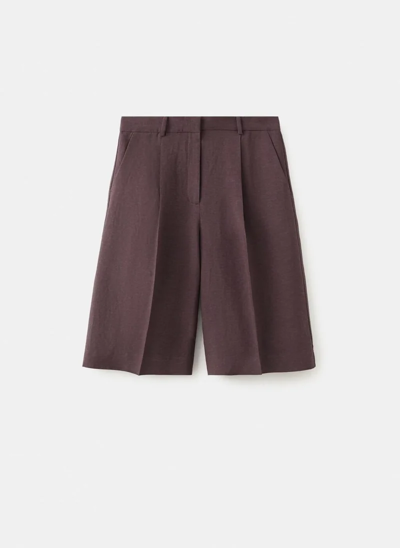 Mango  Straight linen Bermuda shorts for Women | Best Price UAE