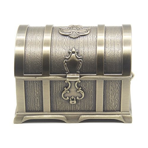 AVESON Rectangle Vintage Metal Treasure Chest Trinket Jewelry Box Gift Box Ring Case for Girls Ladies Women, Medium, Bronze - Image 1