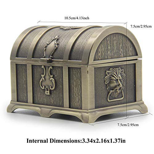 AVESON Rectangle Vintage Metal Treasure Chest Trinket Jewelry Box Gift Box Ring Case for Girls Ladies Women, Medium, Bronze - Image 3