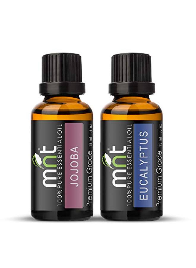MNT Combo of Jojoba Oil and Eucalyptus Oil for Beard & Hair Growth Skin care (Each 15ML) 100% Pure l Oil - Image 1