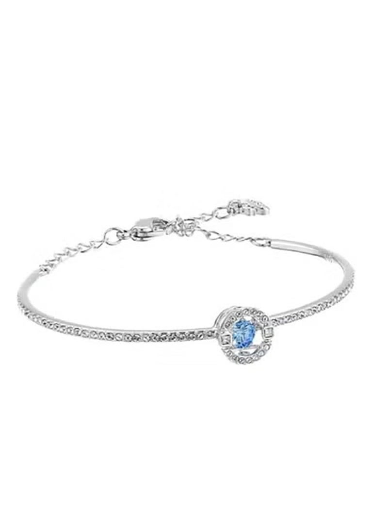Pan Home Silver Blue Diamond Beating Heart Bracelet, Dynamic Design