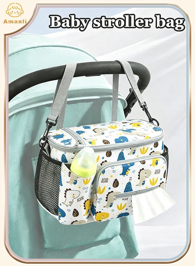 Amanli Stroller bag Outdoor mother and baby bag Baby items storage bag Waterproof and wear-resistant Multi-functional storage bag（Grey） - Image 1