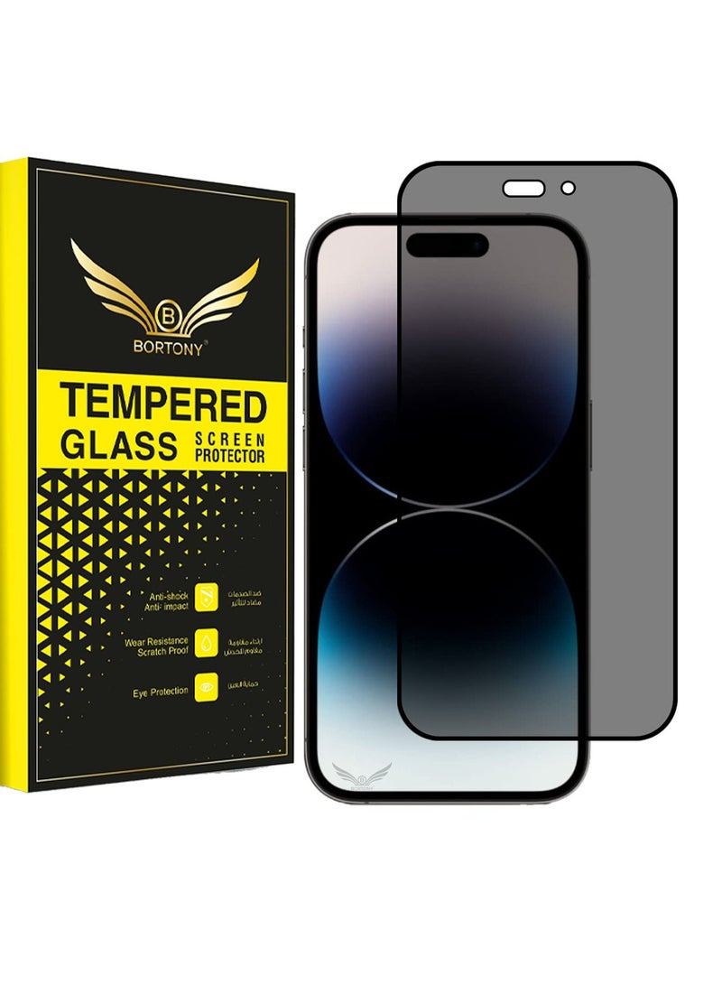 BORTONY iPhone 14 Pro Max Privacy Screen Protector 9H Anti Spy Dark Film Guard Case Friendly Bubble Free Tempered Glass for Apple iPhone 14 Pro Max 6.7 Inch 2022 - Image 1