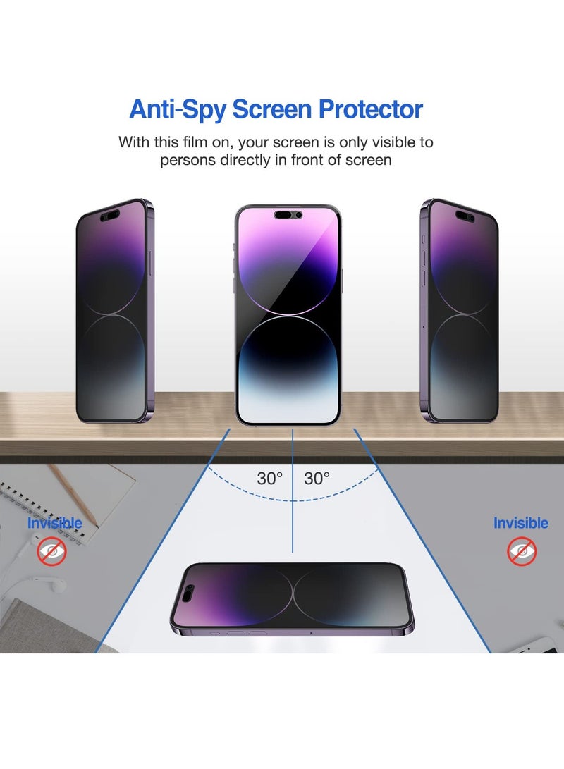 BORTONY iPhone 14 Pro Max Privacy Screen Protector 9H Anti Spy Dark Film Guard Case Friendly Bubble Free Tempered Glass for Apple iPhone 14 Pro Max 6.7 Inch 2022 - Image 4