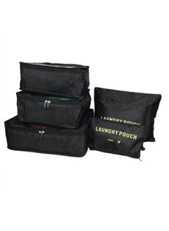 6-Piece Travel Organizer Set Large Capacity Storage Bags Black