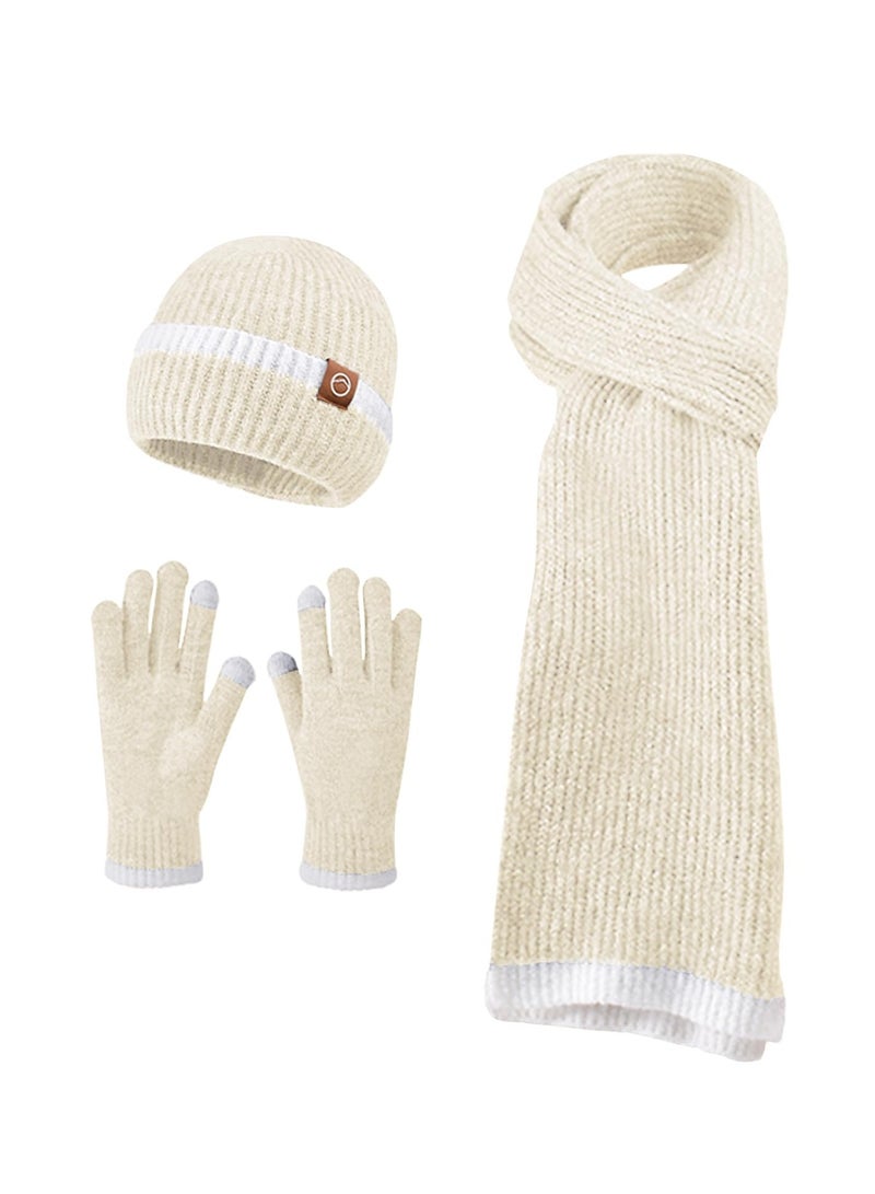 SYOSI Womens Winter Knit Beanie Hats and Touchscreen Gloves Long Scarf Set with Warm Thick Fleece Lined Skull Caps Scarves for Women - Image 1