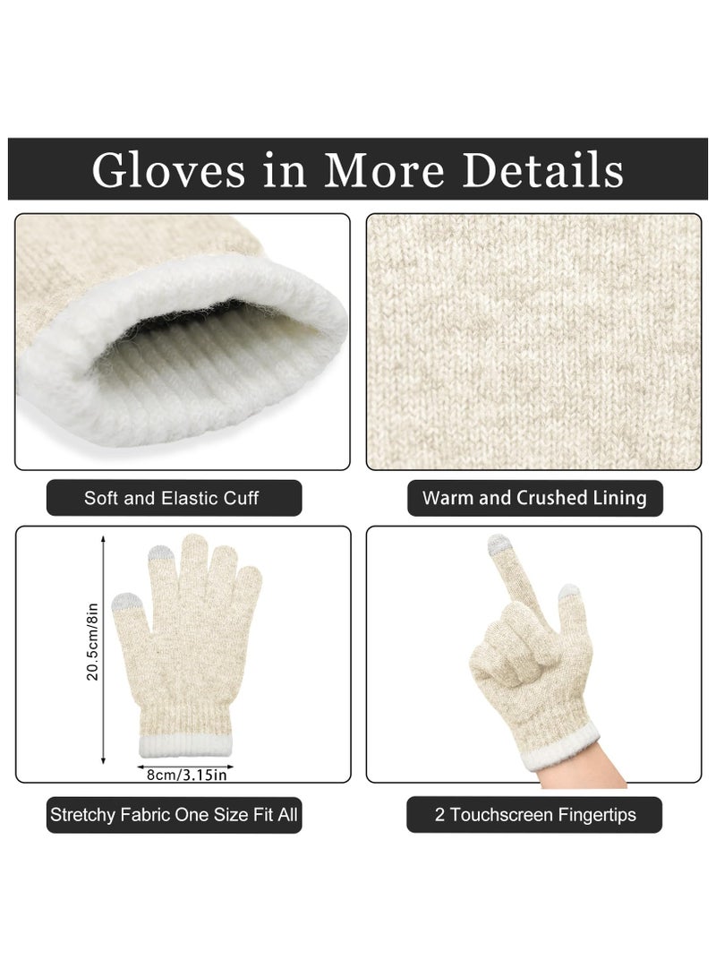 SYOSI Womens Winter Knit Beanie Hats and Touchscreen Gloves Long Scarf Set with Warm Thick Fleece Lined Skull Caps Scarves for Women - Image 5