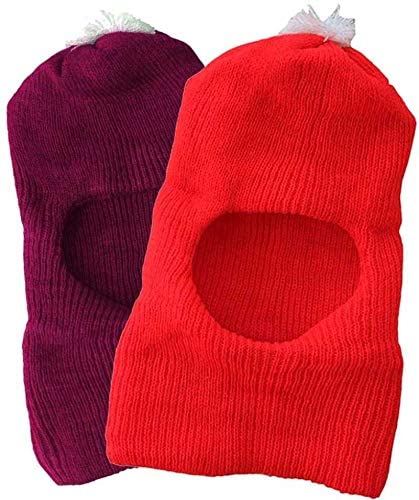 Krystle Baby Boy's & Baby Girl's Soft Woolen Monkey Cap Pack of 2 (Red,Pink,)(0-6 Months) - Image 5