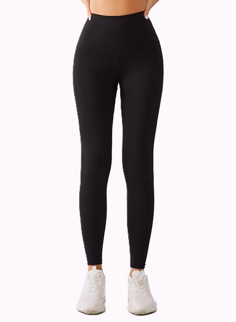 Perfectory High Waist Yoga Leggings, Tummy Control, Push-up, Nylon Spandex- Black  - Image 1