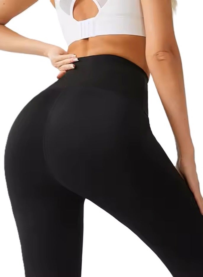 Perfectory High Waist Yoga Leggings, Tummy Control, Push-up, Nylon Spandex- Black  - Image 4
