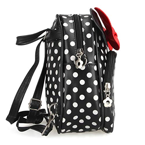 Voikukka Mini Mouse Backpacks for Toddler Girls Small Kids Backpack Black Leather Travel Bag Childrens Purse Cute Toddler Backpack for Girl Gift Girl Polka Dot Bag - Image 5