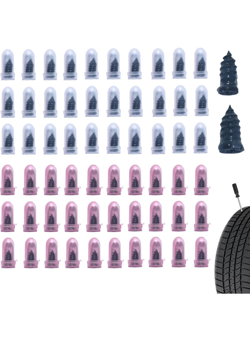 Arabest 60 PCS Tire Repair Rubber Nail, Vacuum Tire Repair Kits Spiral Rubber Screws, Fast Self-Service Tool for Car, Truck, Motorcycle, Tractor Tire Puncture Repair (Black) - Image 1