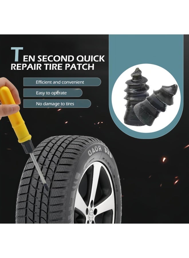 Arabest 60 PCS Tire Repair Rubber Nail, Vacuum Tire Repair Kits Spiral Rubber Screws, Fast Self-Service Tool for Car, Truck, Motorcycle, Tractor Tire Puncture Repair (Black) - Image 4