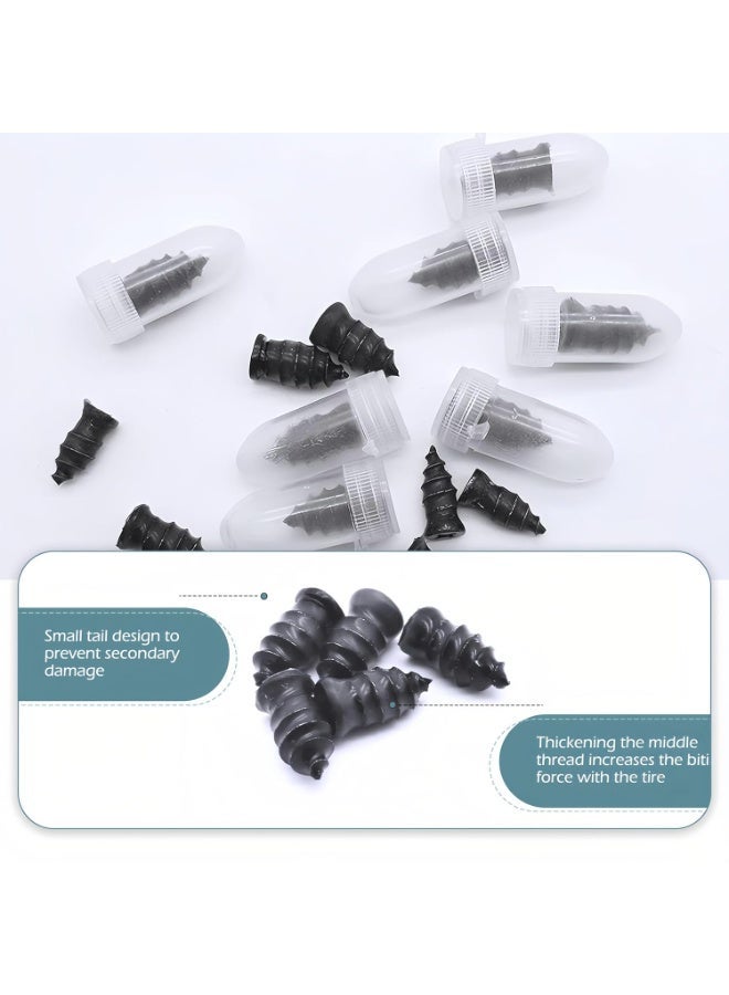 Arabest 60 PCS Tire Repair Rubber Nail, Vacuum Tire Repair Kits Spiral Rubber Screws, Fast Self-Service Tool for Car, Truck, Motorcycle, Tractor Tire Puncture Repair (Black) - Image 3