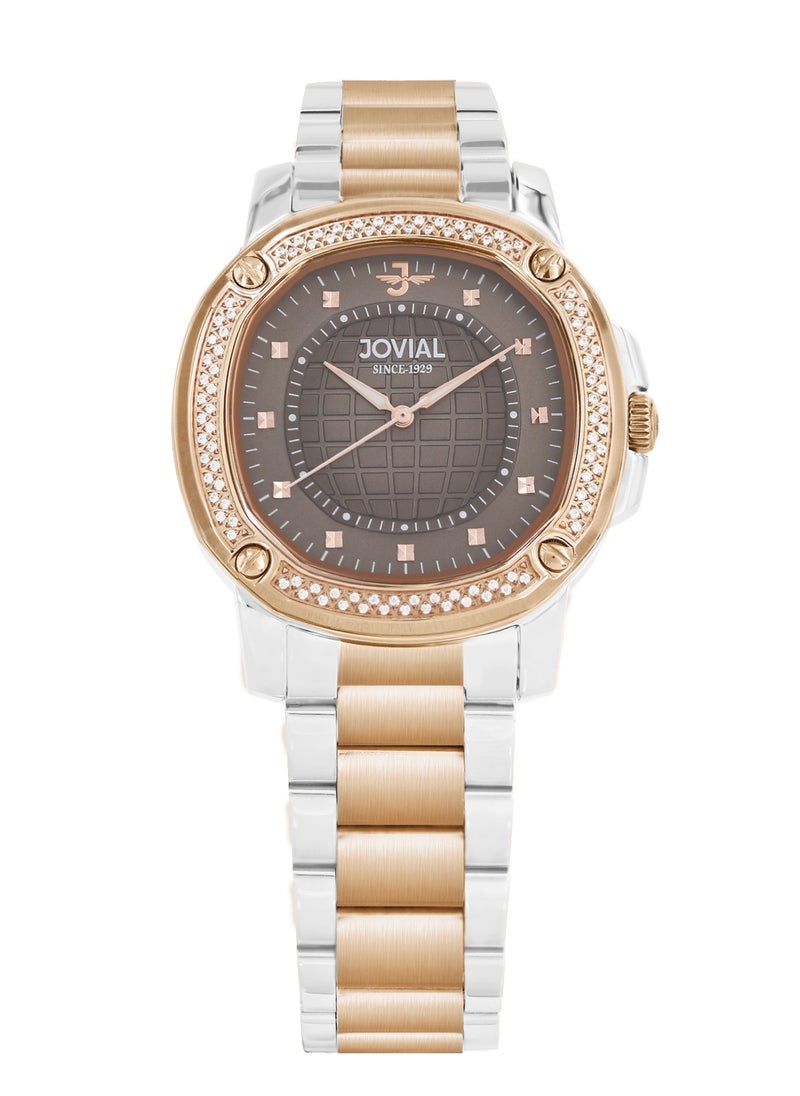 Jovial JOVIAL 5070 LAMQ10ZE Women's Fashion Watch Stainless Steel Band Watch, 28mm, Brown  - Image 1