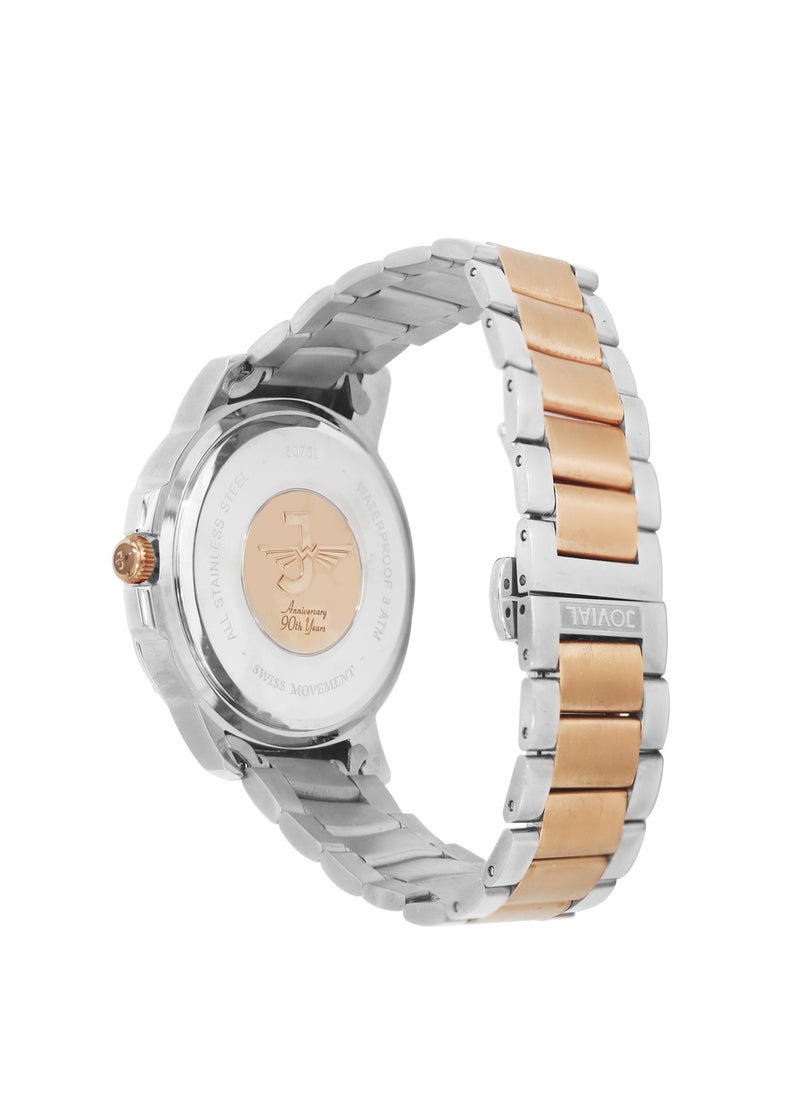 Jovial JOVIAL 5070 LAMQ10ZE Women's Fashion Watch Stainless Steel Band Watch, 28mm, Brown  - Image 3