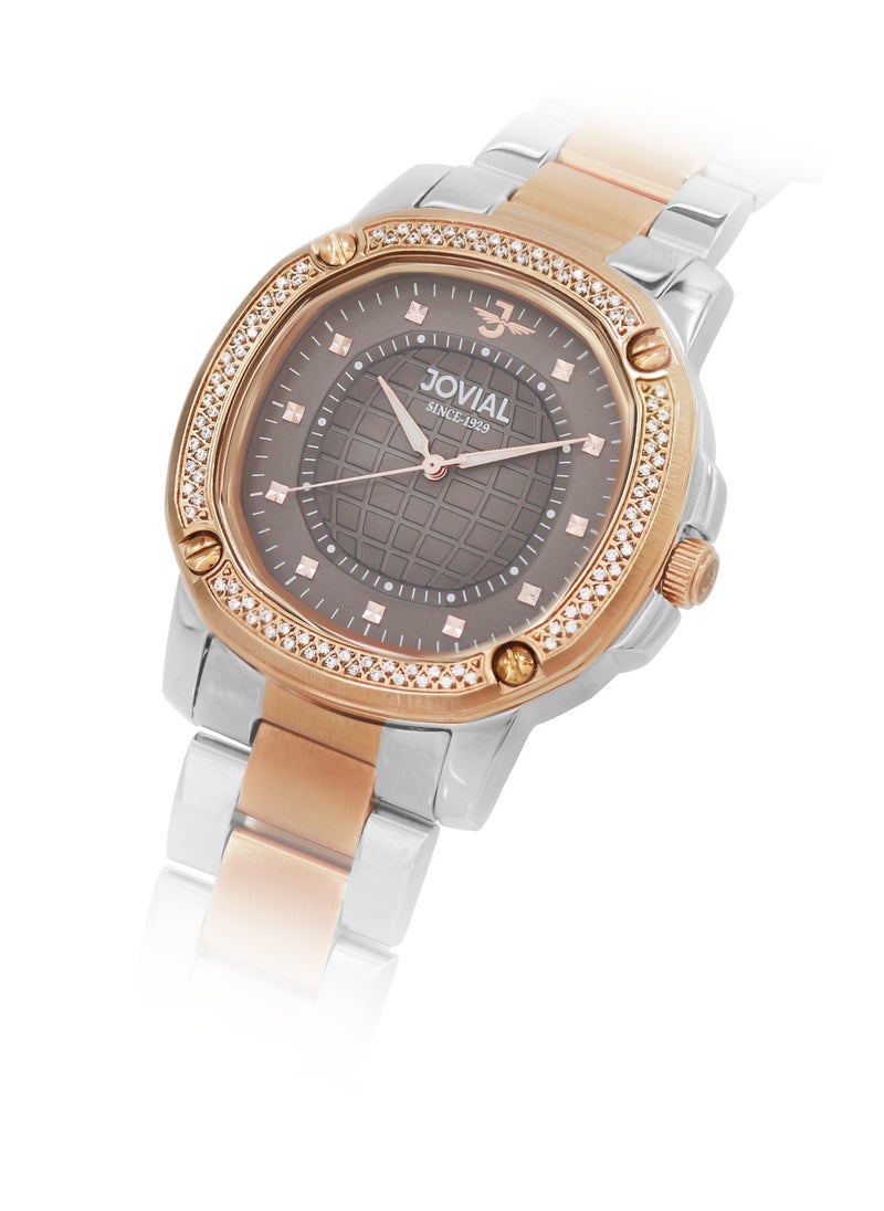 Jovial JOVIAL 5070 LAMQ10ZE Women's Fashion Watch Stainless Steel Band Watch, 28mm, Brown  - Image 2