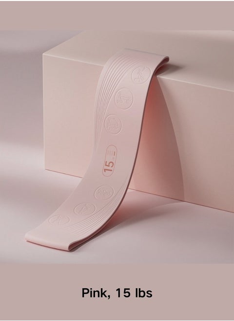 Yoga resistance band, suitable for use in gyms, fitness training, and yoga exercises. It's a resistance loop band for arm, leg, and hip workouts (Pink, 15 lbs).
