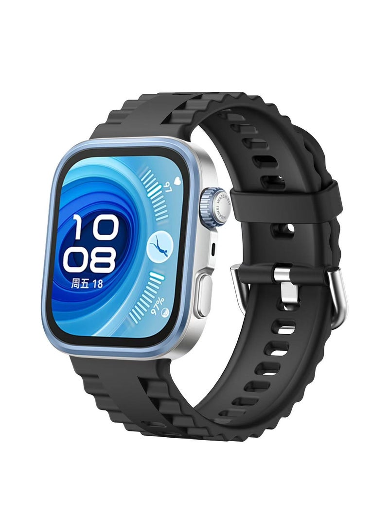 دكينج ل Huawei Watch Fit4 Pro / Fit4 / Fit3 حزام رياضي من السيليكون للرجال / النساء أسود - Image 1