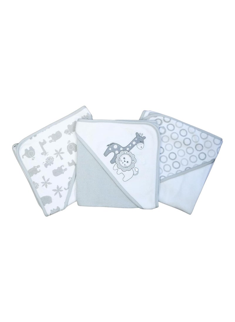 Spasilk Pack Of 3 Baby Hooded Towel Set For Newborn Boys And Girls, Gray, Size One  - Image 1