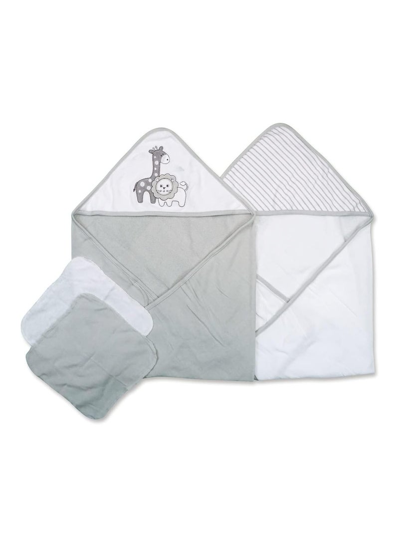 Spasilk Pack Of 3 Baby Hooded Towel Set For Newborn Boys And Girls, Gray, Size One  - Image 2
