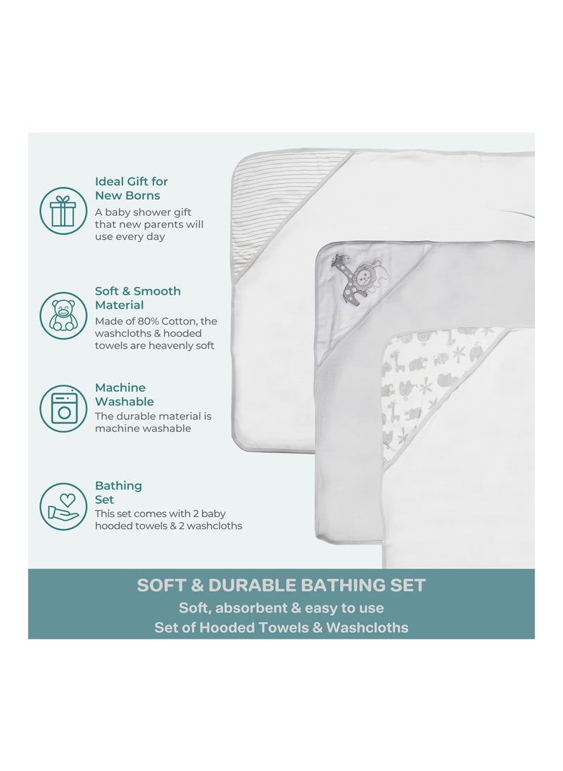 Spasilk Pack Of 3 Baby Hooded Towel Set For Newborn Boys And Girls, Gray, Size One  - Image 5