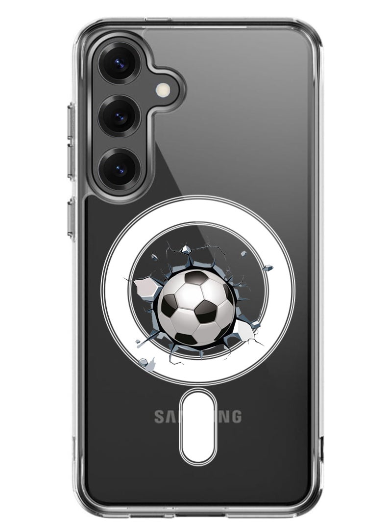 Theodor Magnetic Case for Samsung Galaxy S25 6.2-inch Compatible with MagSafe Wireless Charging, Shockproof Phone Bumper Cover Football - Image 1