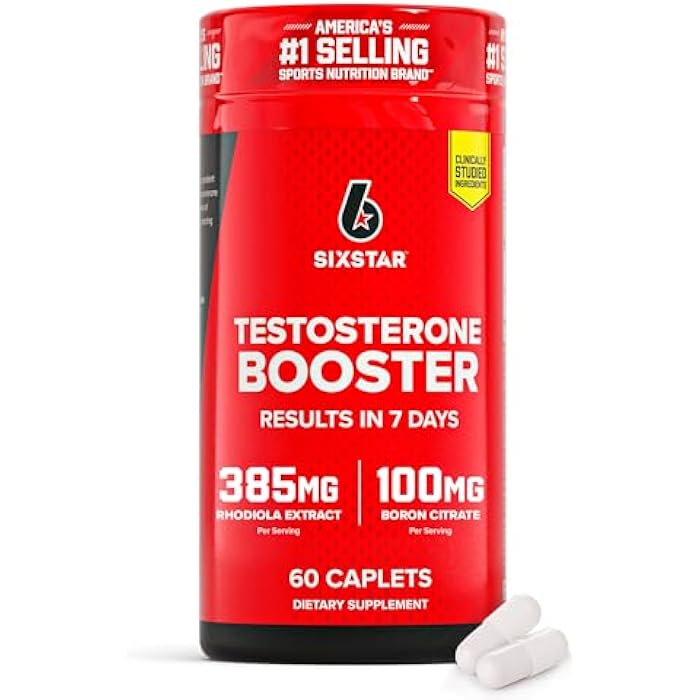 SIX STAR مُعزز التستوستيرون من سكس ستار نيوترشن للرجال مع مستخلص الروديولا وسيتريت البورون - مكملات رياضية للرجال لنمو العضلات، التحمل والطاقة - 60 حبة - Image 1