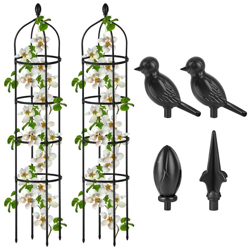 Miuwauer 2 Pcs Garden Obelisk Trellis for Climbing Plants Outdoor 6 Ft Rose Bush Round Trellis for Pots Rustproof Metal Plant Flower Trellises for Clematis Vine Jasmine Support Outdoor Indoor - Image 1