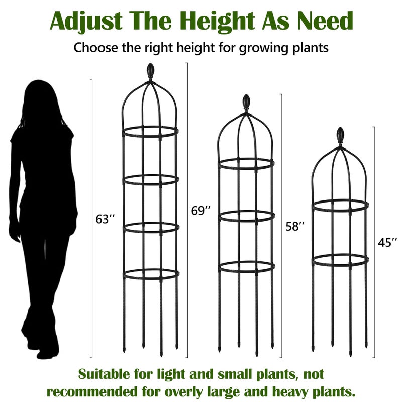 Miuwauer 2 Pcs Garden Obelisk Trellis for Climbing Plants Outdoor 6 Ft Rose Bush Round Trellis for Pots Rustproof Metal Plant Flower Trellises for Clematis Vine Jasmine Support Outdoor Indoor - Image 3