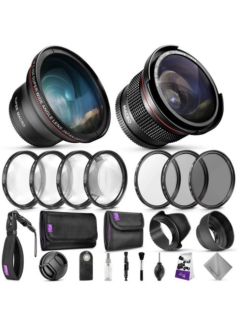 58mm Altura Photo Professional Accessory Kit for Canon EOS Rebel T8i T7i T7 T6i T6 SL3 DSLR – Wide Angle & Fisheye Lens, Filter Kit (Macro Close-Up Set, UV, CPL, ND4) & More Accessories
