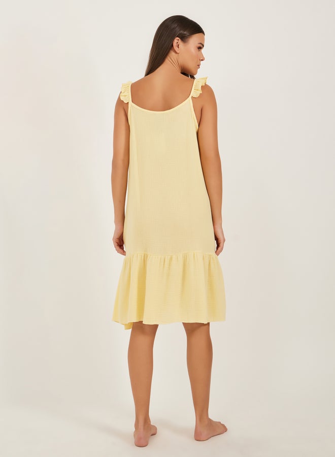 Styli Ruffled Hem Strappy Scoop Neck Slip Dress  - Image 4