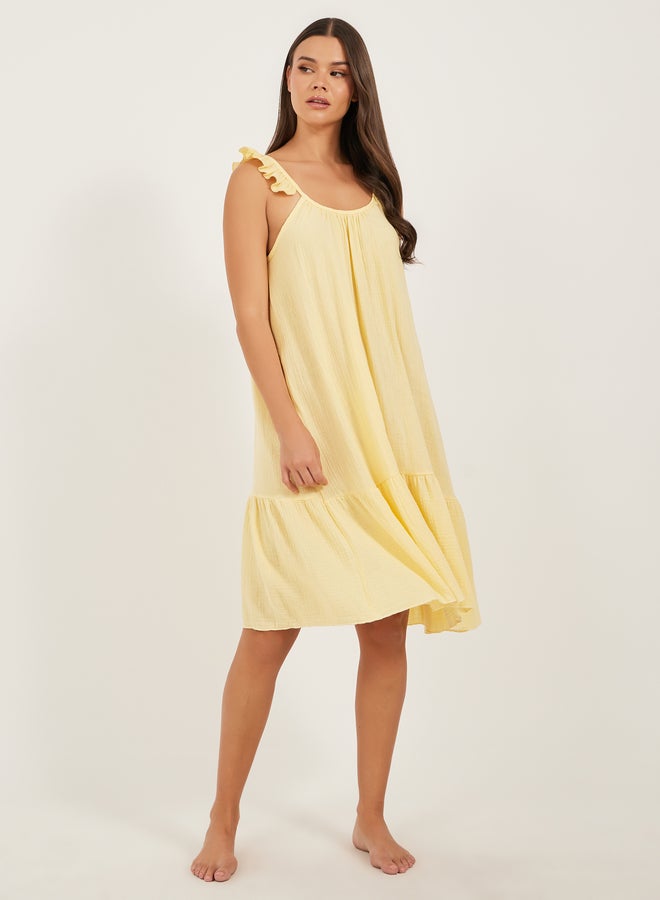 Styli Ruffled Hem Strappy Scoop Neck Slip Dress  - Image 1