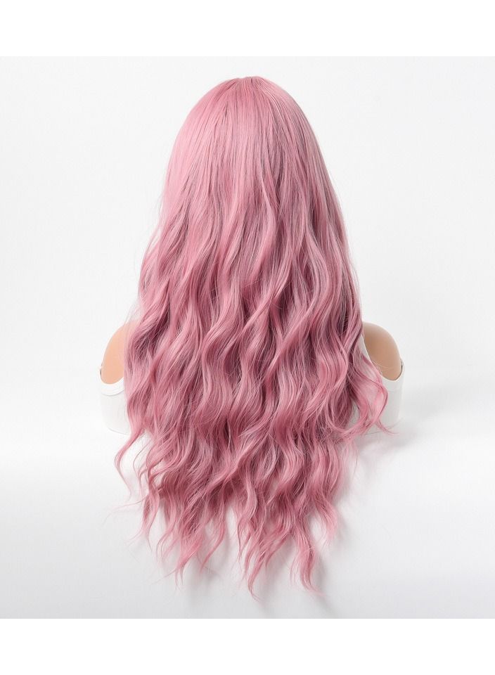 إستيل شعر مستعار نسائي طويل مجعد شعر مموج كبير متوسط ​​طويل غطاء رأس كامل باللون الوردي - Image 4